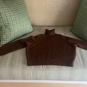 Doen Brown Cashmere-Blend Turtleneck Sweater